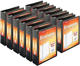 Photo 1 of Cardinal Economy 3-Ring Binders, 3", Round Rings, Holds 625 Sheets, ClearVue Presentation View, Non-Stick, Black, Carton of 12 (90650) Black 3 Inch Binders