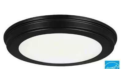 Photo 1 of 13 in. Matte Black 3-CCT LED Round Flush Mount, Low Profile Ceiling Light (2-Pack)
