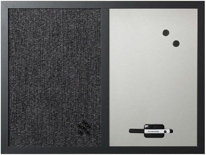 Photo 1 of MasterVision MX04433168 Combo Dry Erase Whiteboard and Grey Fabric Bulletin Board, 18" x 24", Black Frame Black Combo Dry Erase/Fabric Bulletin Board