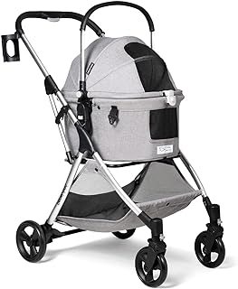 Photo 1 of BEBEROAD PETS Dog Stroller & Cat Stroller, with Removable & Multi-Functional Basket Carrier, Small, Grey Small Black