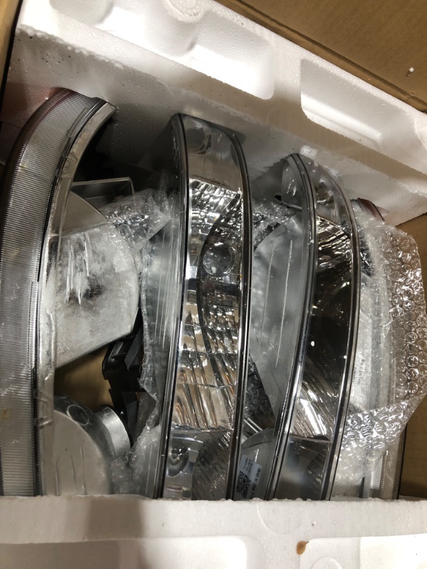 Photo 1 of ADCARLIGHTS compatible with 1999-2006 Sierra Headlight Assembly for 99-06 GMC Sierra 1500 2500 3500/00-06 GMC Yukon Clear Lens Chrome Housing with Amber Reflector Headlamp Replacement Left and Right OE Replacement A-Chrome Housing / Amber Reflector / Clea
