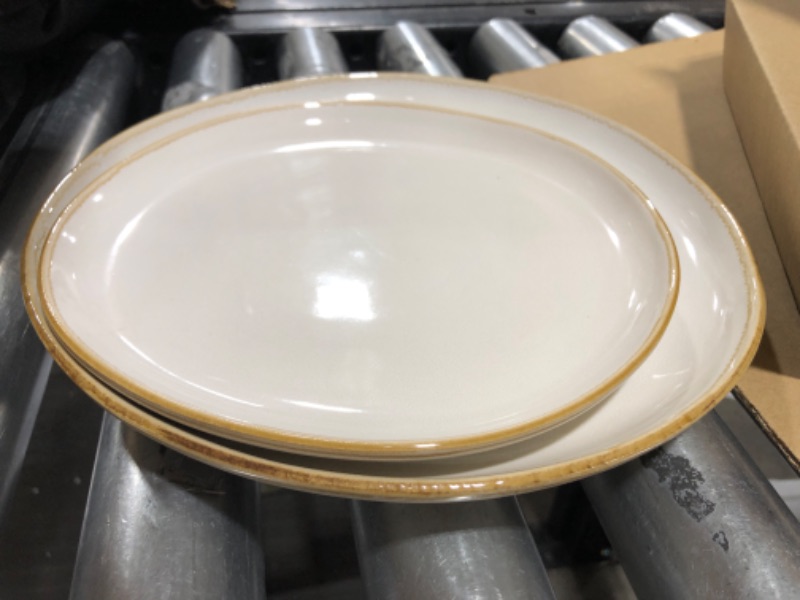 Photo 1 of AmorArc Ceramic Dinnerware Sets,Handmade Reactive Glaze Plates and Bowls Set,Highly Chip and Crack Resistant | Dishwasher & Microwave Safe,Service for 4 (12pc) White-Service for 4