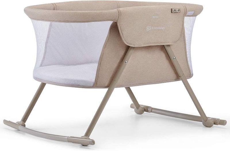 Photo 1 of 
Kinderkraft LOVI Travel Bassinet for Baby in Beige, Portable Folding Baby Bed with Built-in Mosquito net, Adjustable Hood and an Additional Cradle Function
