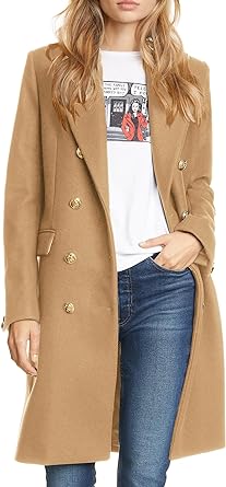 Photo 1 of Cicy Bell Women's Winter Double Breasted Pea Trench Coat Lapel Collar Long Jackets 