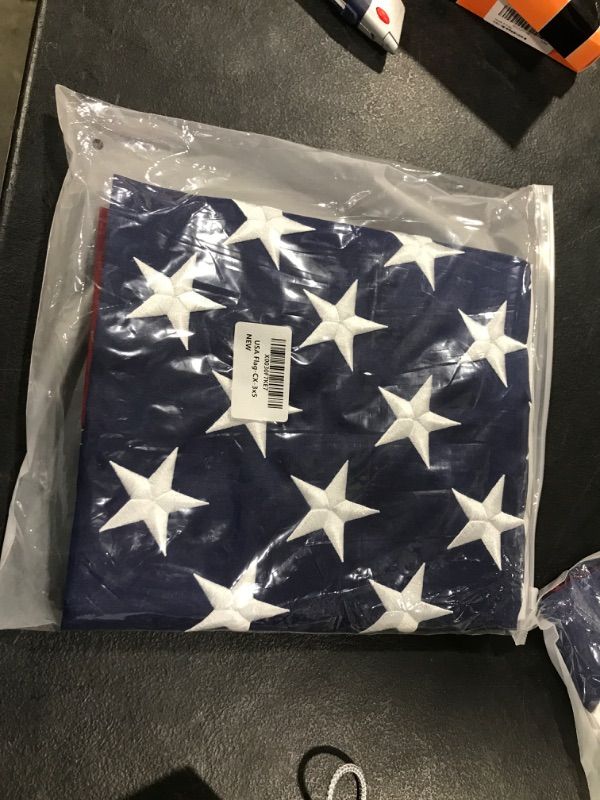 Photo 2 of 3X5 American Flag Outdoor with Embroidered Stars - Heavy Duty Nylon US Flags With Brass Grommets And Sewn Stripes, Vivid Color United States Flags