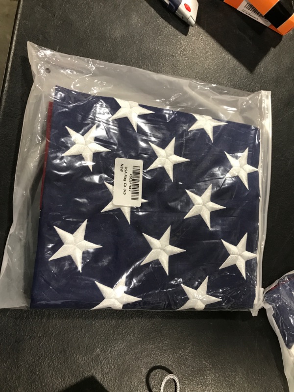 Photo 2 of 3X5 American Flag Outdoor with Embroidered Stars - Heavy Duty Nylon US Flags With Brass Grommets And Sewn Stripes, Vivid Color United States Flags 