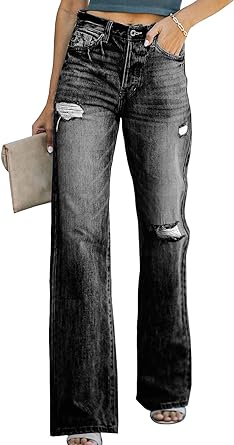 Photo 1 of Dokotoo Women High Rise Ripped Flare Jeans Distressed Denim Pants 