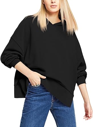 Photo 1 of Fisoew Women's Hoodie Oversized Sweatshirt Casual Long Sleeve Side Split Fall Loose Pullover Tops 