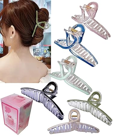 Photo 1 of 4.2 Inch Large Hair Claw Clips for Women Girls Barrettes Big Claw Clips for Thick Hair Nonslip Hair Clips 90's Strong Hold jaw clip Hair Clamp Grips Thin Hair(6 Pcs) 