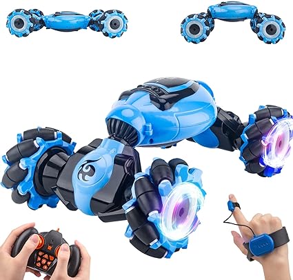Photo 1 of Alkinoos Stunt Drift Car, Remote Control Car with Two Modes and 4-Wheel Drive, RC Car with Gesture Sensing, 360-Degree Flips, Music and Lights - Blue