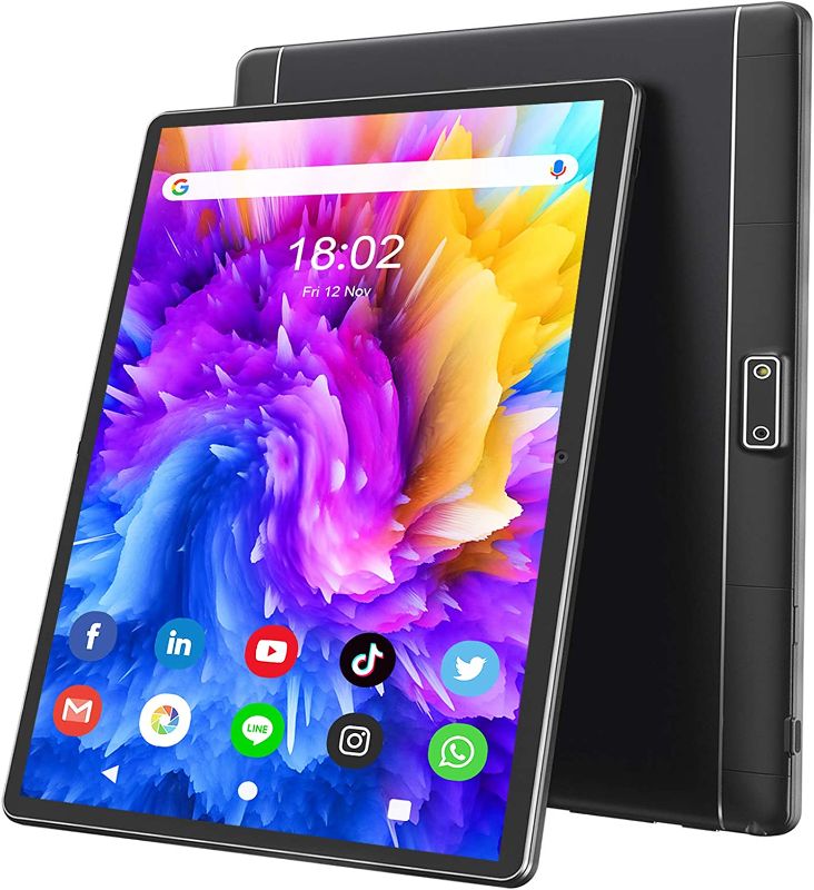 Photo 1 of Tablet 10 Inch Android 9 HD Dual Sim Tablets with Quad Core, 32GB ROM /128 GB Expand, 3G Phone Call, WiFi, Bluetooth, Dual Camera, GPS, IPS Touchscreen, GMS Google Certified Tablet PC, (Black)
