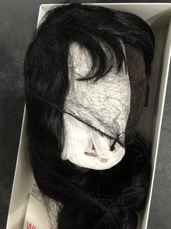 Photo 1 of WIGNEE Natural Wave Wigs with Bangs 100% Brazilian Human Hair Wave Wigs Natural Black (18 Inch 1B) 18Inch 1B