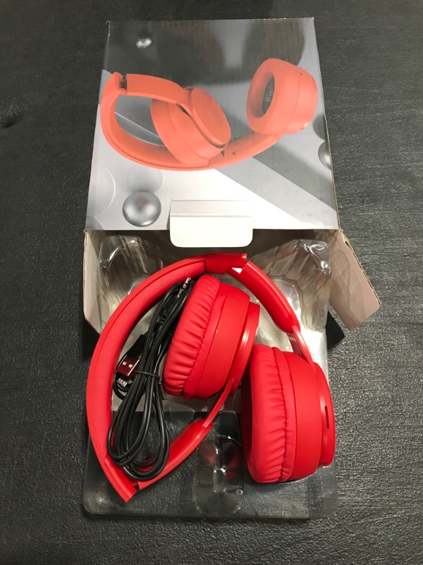 Photo 2 of Bluetooth Headphones Over-Ear, Hi-Fi Stereo Wireless Headphones, Foldable/Wired/TF, Suitable for Travel/Adult/Kids/Teens (Red). OPEN BOX. 