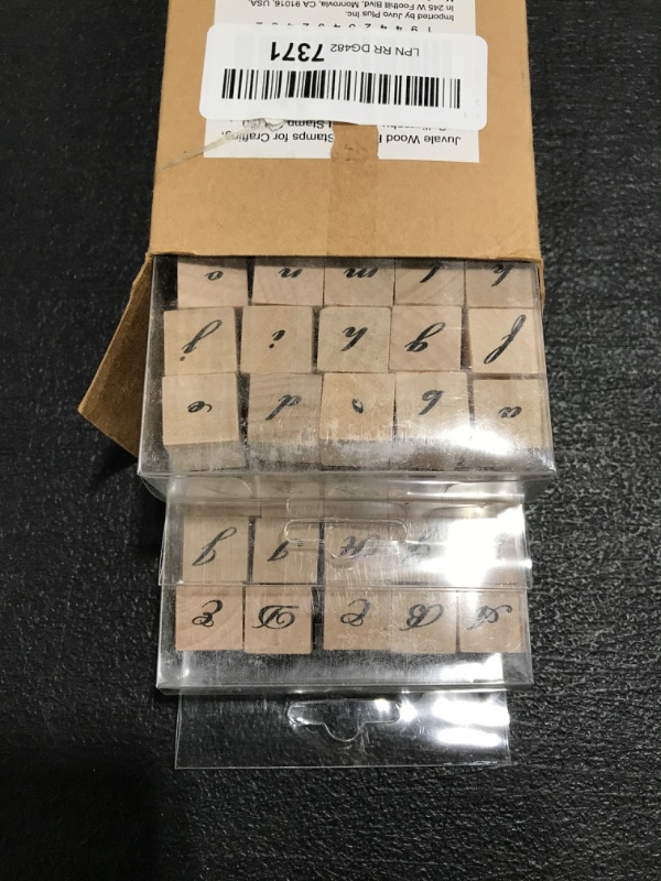 Photo 2 of Wood Rubber Stamps for Crafting, Calligraphy Alphabet Stamp Set (60 Pieces). 