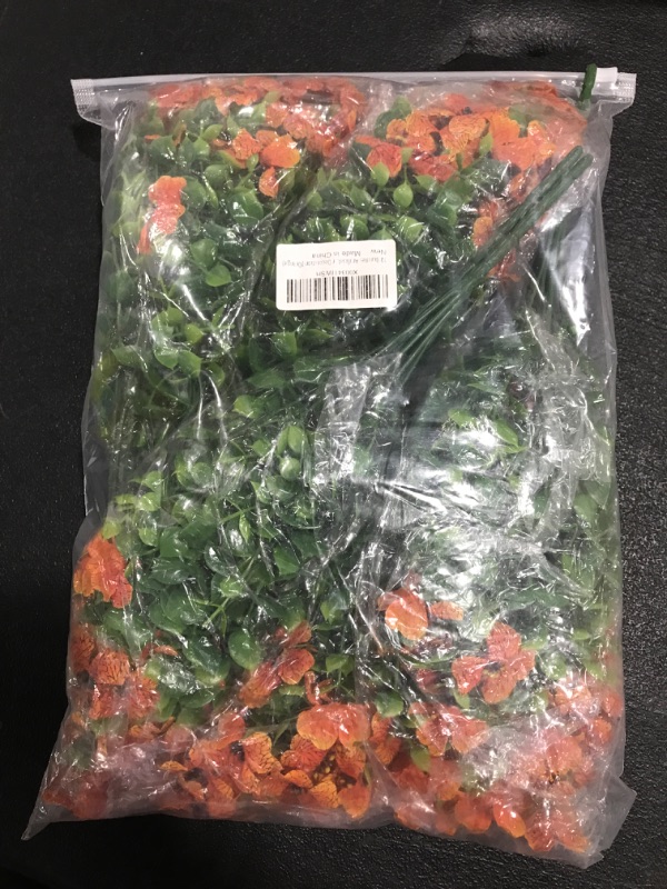 Photo 2 of 10 Bundles Artificial Fake Flowers for Outdoor Decoration (Orange). 