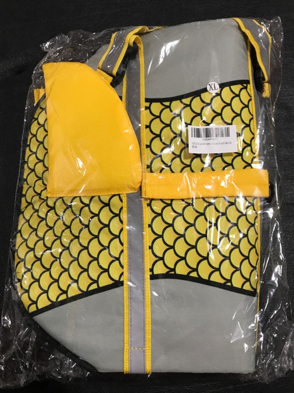 Photo 1 of AIITLE Dog Life Preserver, Dog Flotation Vest for Swimming, Beach Boating Surfing Water Sports with High Buoyancy, Shark Dog Flotation Vest for Extra Large Dogs Yellow XL X-Large Yellow