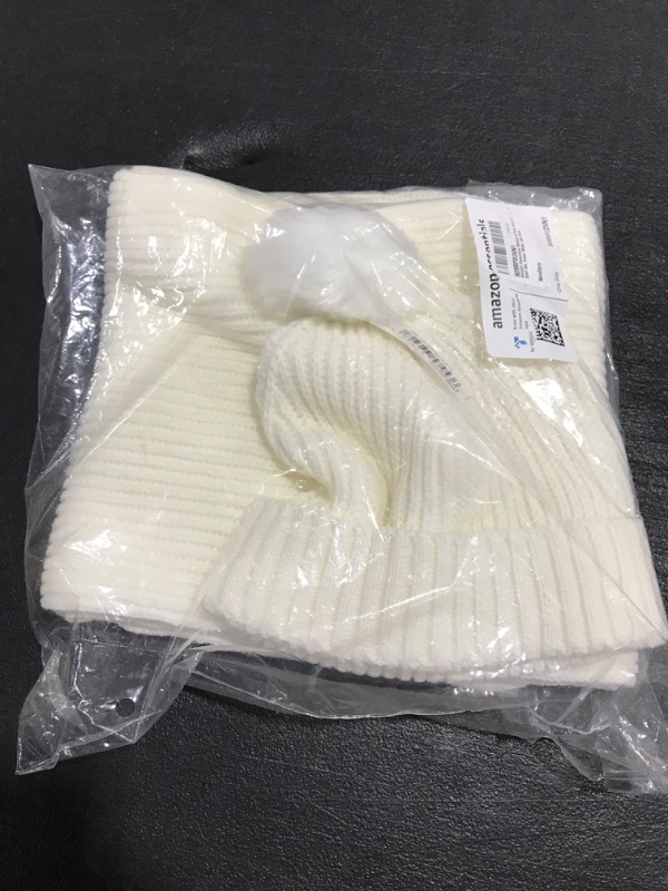 Photo 2 of Amazon Essentials Women's Pom Knit Hat and Scarf Set One Size Snow White. 