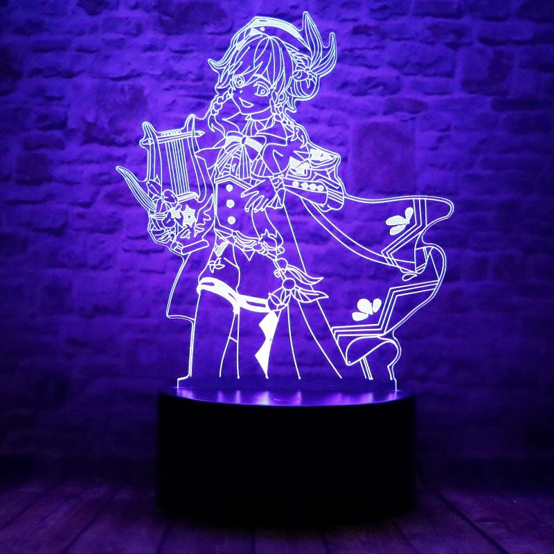 Photo 1 of Cute Genshin Impact Game Venti Anime Character 3D Optical Illusion LED Bedroom Decor Sleep Table Lamp with Remote 7 Colors Visual Night Light Birthday Christmas Gifts for Kids 