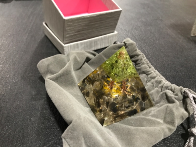 Photo 2 of EternalOrgone Crystal Pyramid for Positive Energy, Amethyst Crystals,Rose Quartz,Lapis Lazuli,Obsidian,Turquoise Orgone Pyramids for Yoga Reiki Meditaion Blanacing Chakra, DIFFERS FROM STOCK IMAGE