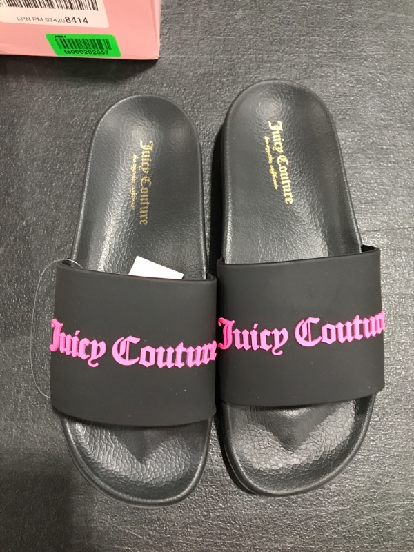 Photo 2 of Juicy Couture Slide Sandals, Beach Sandals for women, Flip Flops Sandals, Pool Slides Shoes 6 Black Rubber. NEW!