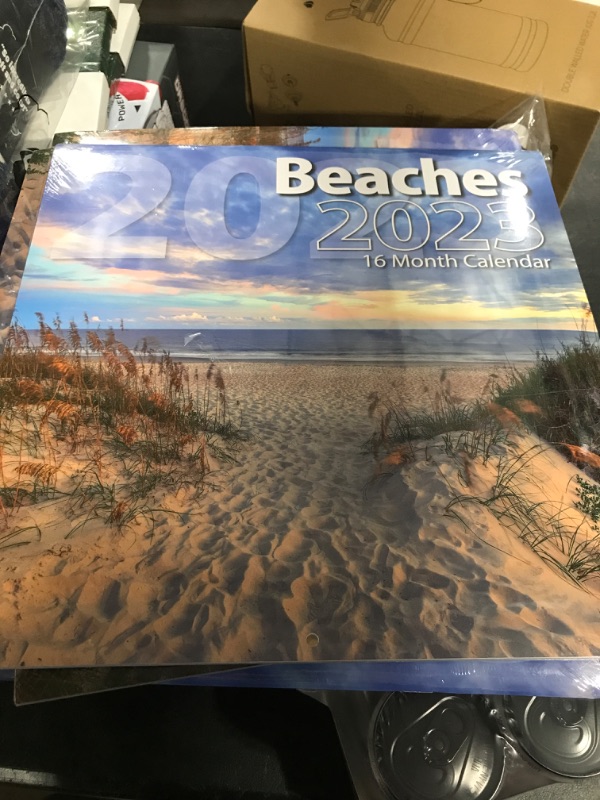 Photo 2 of OCD Bargain 2023 Wall Calendar 16-Months/Different Designs,Unruled Block With Thick Paper And Note Box, Full Color Beautiful Printed For Office and Home Use, 12”x24” (Open) (Beaches)