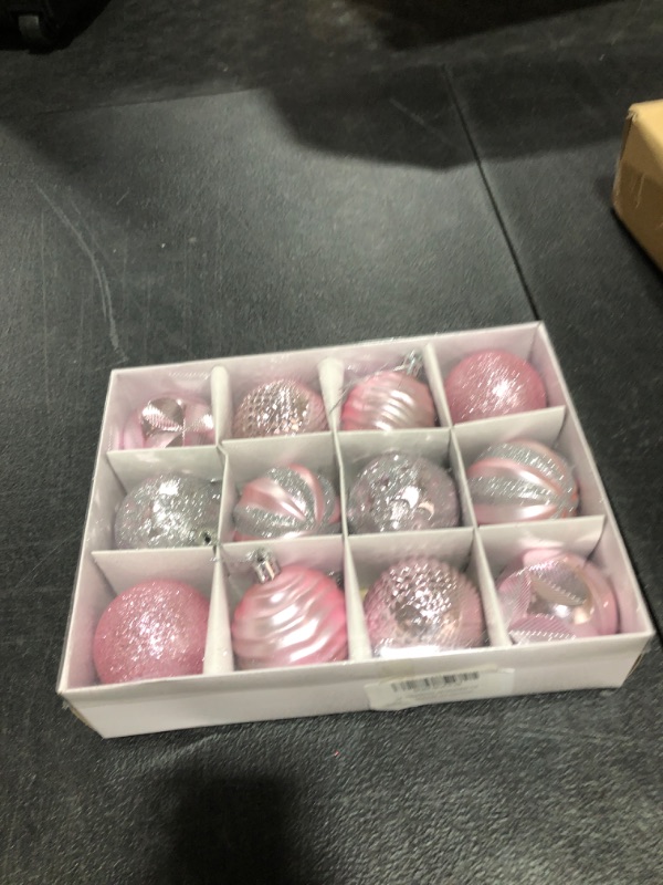 Photo 2 of 2.36‘’ Christmas Balls Ornaments - 12 Pieces - Christmas Tree Decorations - Pink