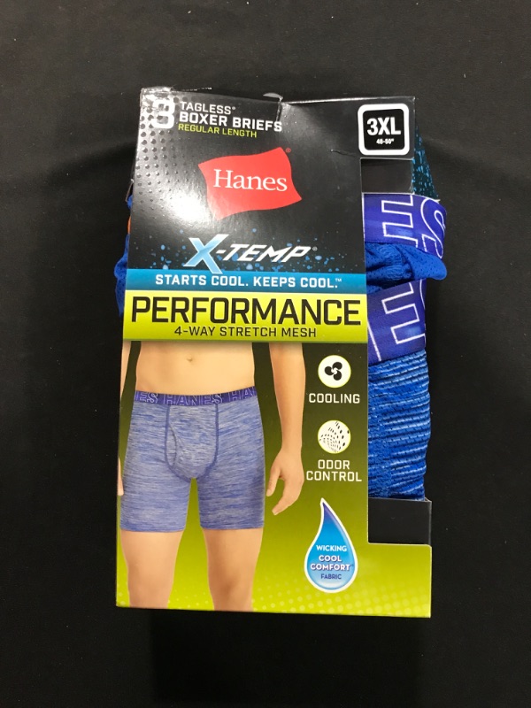 Photo 2 of [3X-Large] Hanes Men's Underwear Boxer Briefs Pack, Moisture-Wicking Men's Mesh Underwear, X-Temp Cooling with Odor Control, 3-Pack 