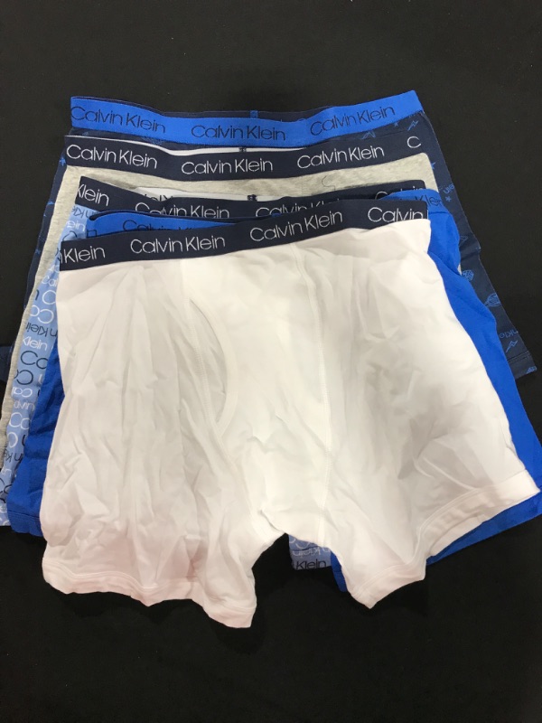 Photo 2 of [Size  X-Large] Calvin Klein Boys' Modern Cotton Assorted Boxer Briefs Underwear, Multipack- White/Ck Logo/Gray/Ck/Blue
