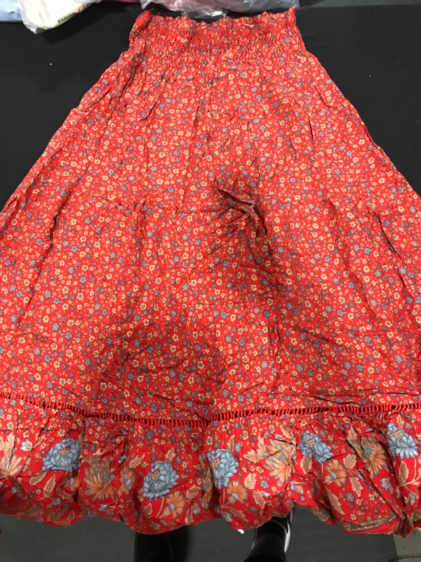 Photo 1 of [Size L] Long Red Floral Skirt