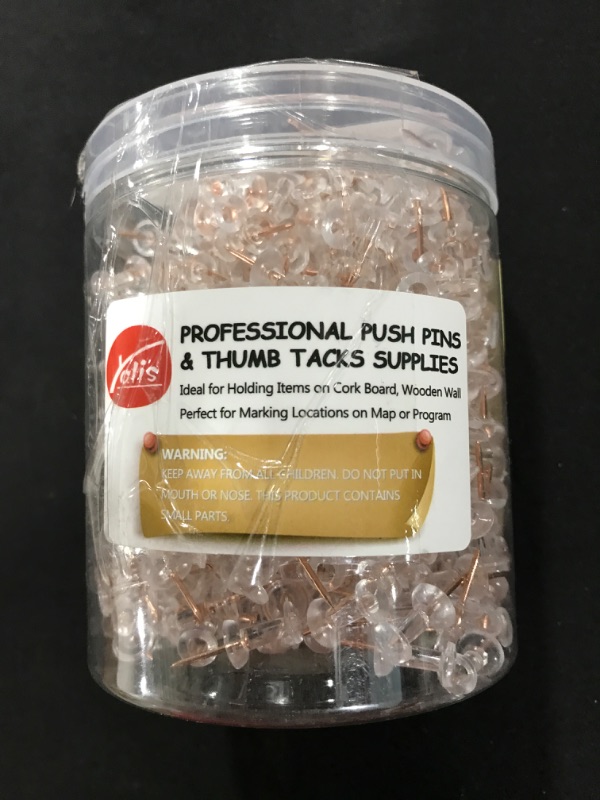 Photo 1 of Yalis Push Pins 600 Count, Standard Rose Gold Pins Clear Thumb Tacks Steel Point and Clear Plastic Head (Rose Gold) Rosegold