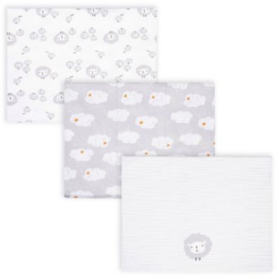 Photo 1 of Gerber 3-Pack Sheep Knit Burp Cloths in White/grey
