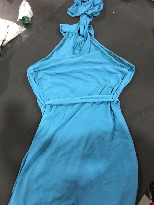 Photo 1 of [Size L] Teal Blue Ladies Long Halter Top Summer Dress