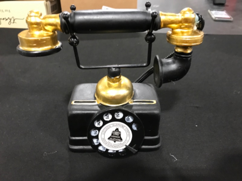 Photo 2 of Large Creative Retro Decorative Phone Model Telephone Wall Decor, Vintage Rotary Telephone Decor Statue Artist Figurine Cafe bar Window Decor Model Desk Decoration (7.48x6.3x3.94) Antique Telephone 7.3 Inch