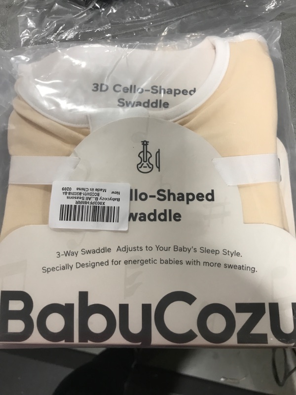 Photo 2 of Babycozy Baby Swaddle 100% Cotton, Super Soft Breathable Baby Sleep Sack, Swaddle Sack for 3-Ways Sleep Positions, Widened Hem Newborn Swaddle, Swaddle Up 2-Ways Zipper, Beige M, Use for All Seasons Beige Medium