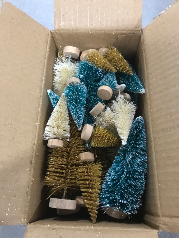 Photo 2 of 30Pcs Mini Christmas Trees, Artificial Christmas Tree Bottle Brush Trees 