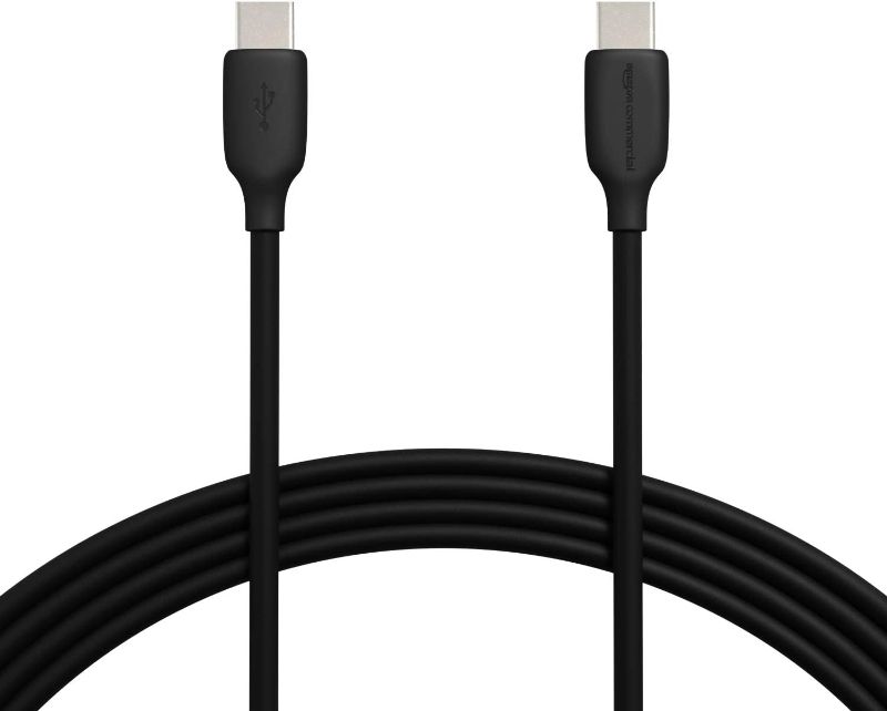 Photo 1 of (2 pack) Amazon Basics Fast Charging USB-C to USB-C2.0 Cable, 60W - 10-Foot, Black