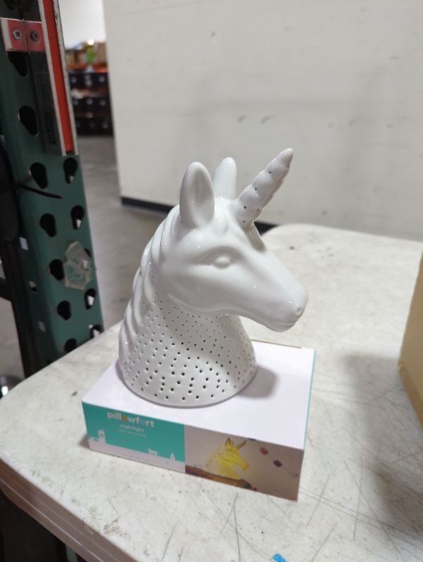 Photo 2 of 2PK UNICORN CERAMIC NIGHTLIGHT WHITE - PILLOWFORT™
