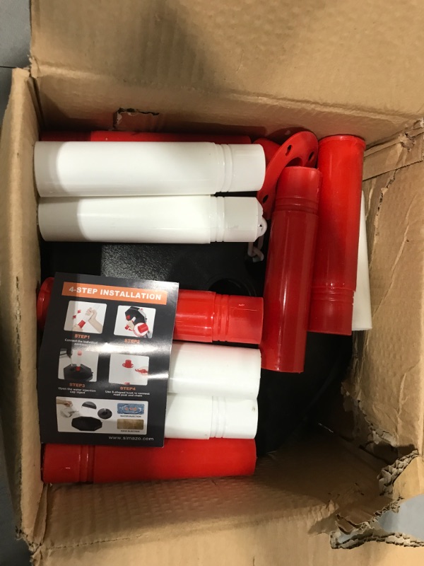 Photo 1 of 4 Pack Traffic Delineator Post Cones with Fillable Base, Adjustable Plastic Safety Barrier with 5Ft Plastic Chain, Outdoor and Indoor Crowd Control Stanchion for Traffic Control and Warning 34 Inch Red&White 4