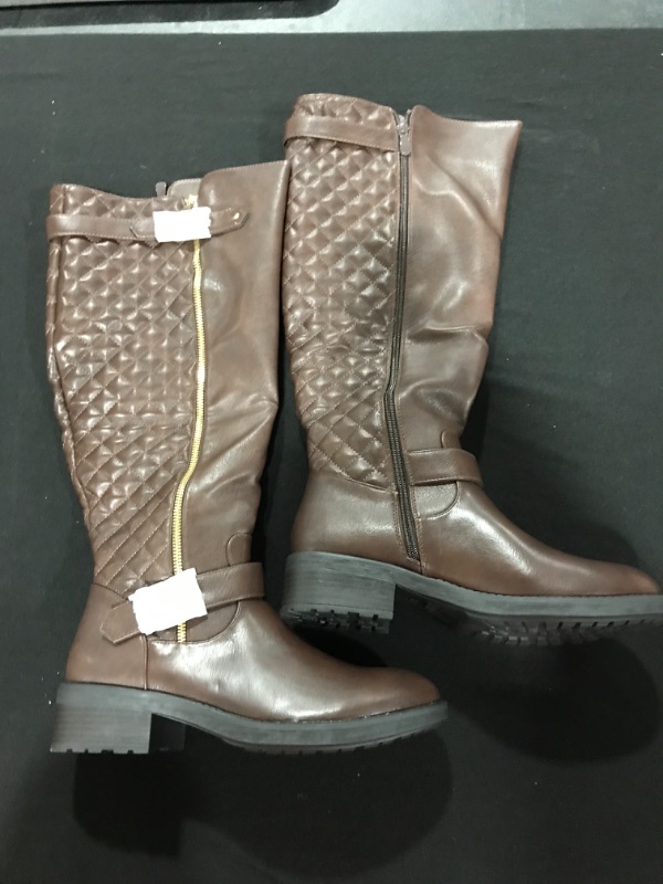 Photo 2 of [Size 8.5] Dreampairs Quilted Tall Buckle Boots - Brown