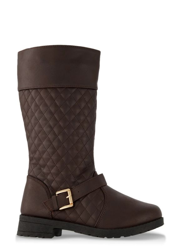 Photo 1 of [Size 8.5] Dreampairs Quilted Tall Buckle Boots - Brown