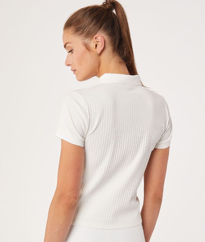 Photo 1 of [Size S] Women's Mid Length Button Up Collared Tee- White