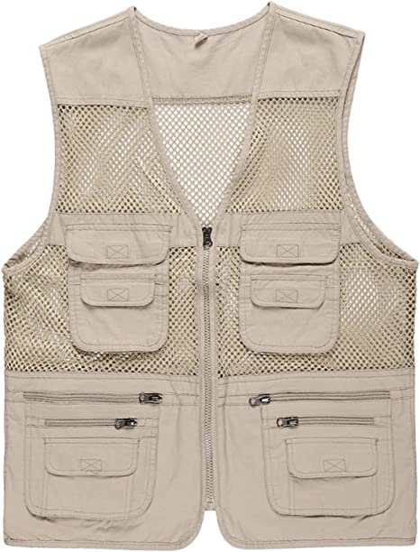 Photo 1 of XL Men's summer Casual mesh vest thin hollow fishing photography breathable Sleeveless Jacket multi-pocket Gilet