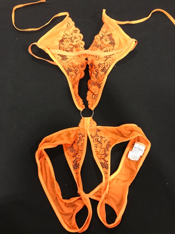 Photo 1 of [Size L] Ladies Crotchless Lingerie- Orange