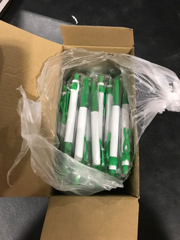Photo 1 of Mental Health Awareness Retractable Pen Green Ribbon Liver Cancer Kidney Disease Awareness  (100 Pcs)