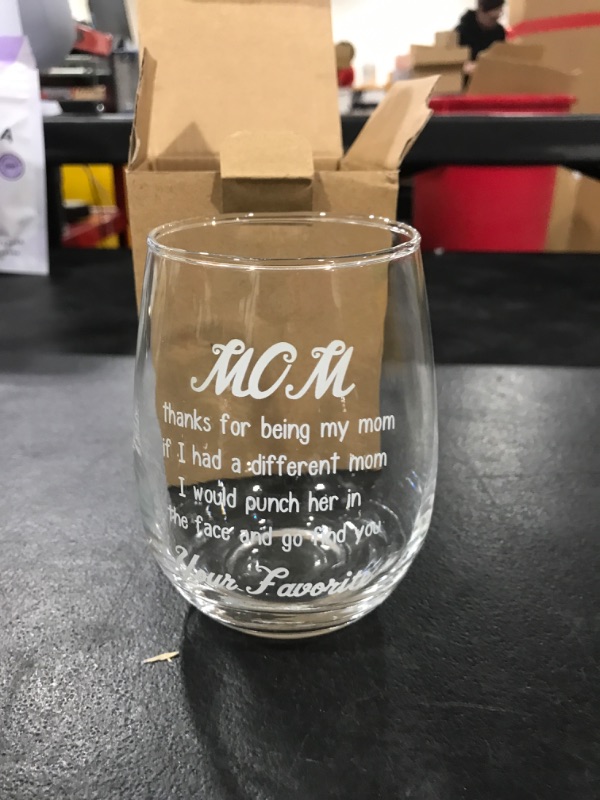 Photo 1 of 15oz Wine Glass for Mom, Mom Thanks for Being My Mom..