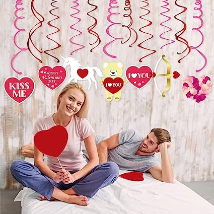 Photo 1 of Valentines Day,Saint Valentines Day 30CT Hanging Swirl for Valentines Day themed Party Supplies Birthday Party Decorations