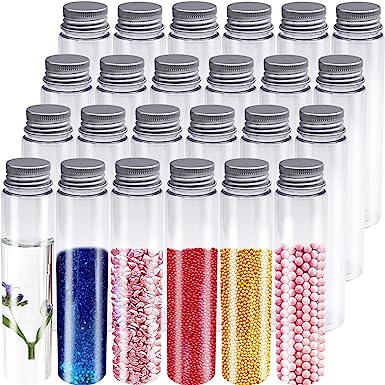 Photo 1 of 24 Pcs 115ml Test Tubes,Clear Plastic Test Tubes with Caps,Flat-Bottomed Bath Salt Containers for Candy,Gumball Candy,Plant Propagation,Jewelry

