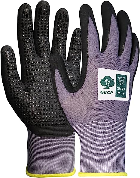 Photo 1 of GECP Work Gloves for Men, Micro Foam Nitrile Coated Nylon Shell Palm Dots, Flexible Firm Grip Gloves Bulk Pack of 3.  XL 