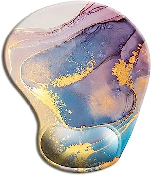 Photo 1 of HOPONY Ergonomic Mouse Pad with Wrist Support Gel Mouse Pad with Wrist Rest, Comfortable Computer Mouse Pad for Laptop, Pain Relief Mousepad with Non-Slip Rubber Base, 9 x 10 in,Gold Marble
