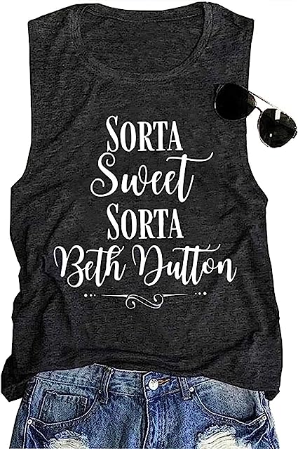 Photo 1 of [Size XL] Sorta Sweet Sorta Beth Dutton Tank Tops for Women Vintage Graphic Country Shirt Sleeveless Casual Loose Tees Tops 